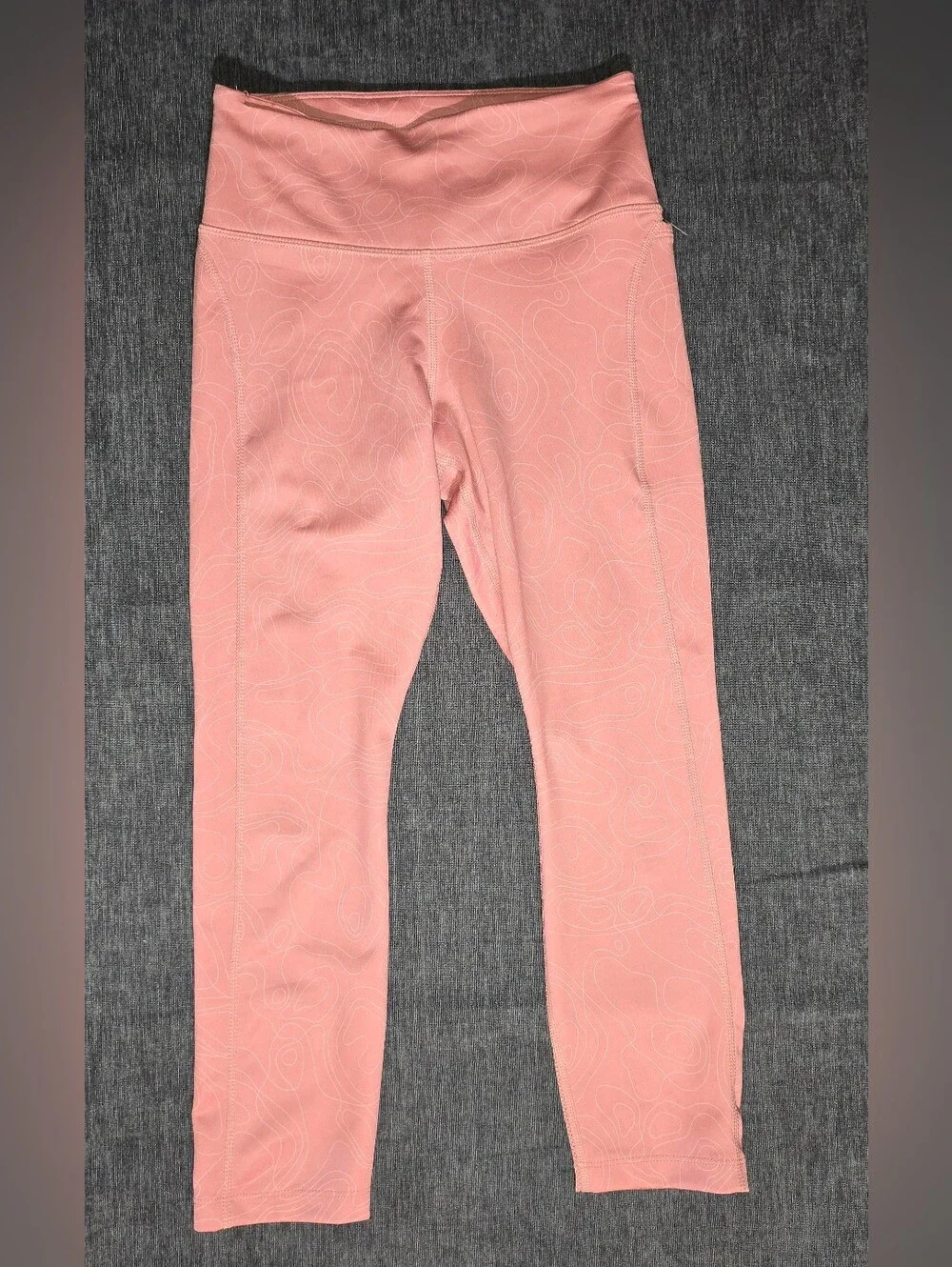 Nike Dri-FIT Fast Crop Running Leggings Pink Topographic Print Mesh Panels XS